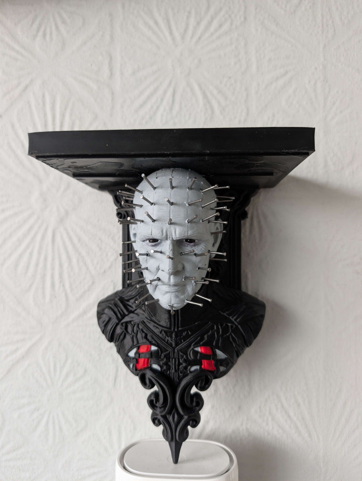 Pinhead Hellraiser Inspired Wall Shelf | Hand Painted Horror Gothic Decor