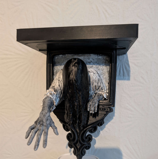 The Ring Samara Wall Shelf | Horror Decor Shelf | Gothic Floating Display Shelf | Hand Painted Horror Collectible