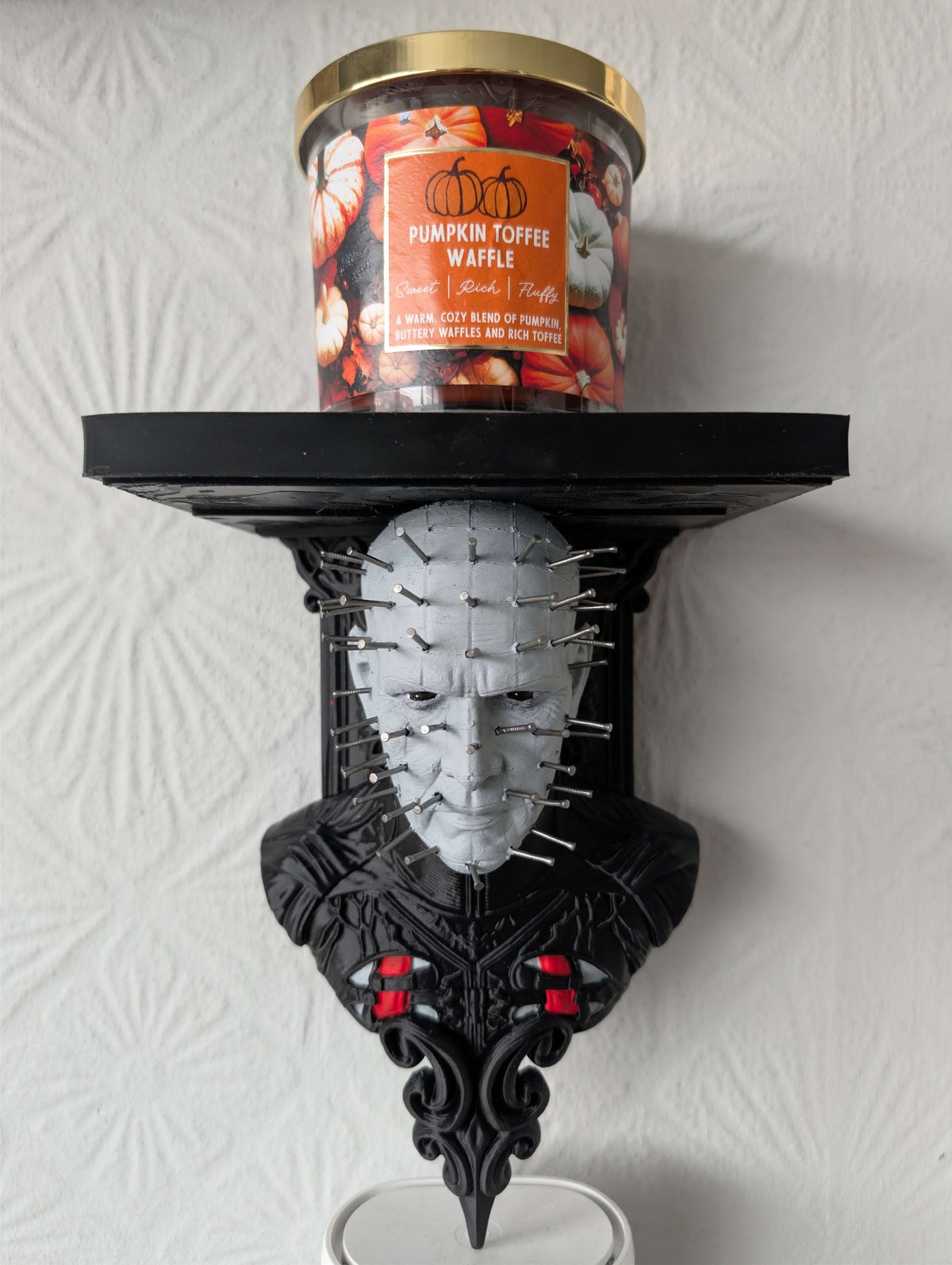 Pinhead Hellraiser Inspired Wall Shelf | Hand Painted Horror Gothic Decor