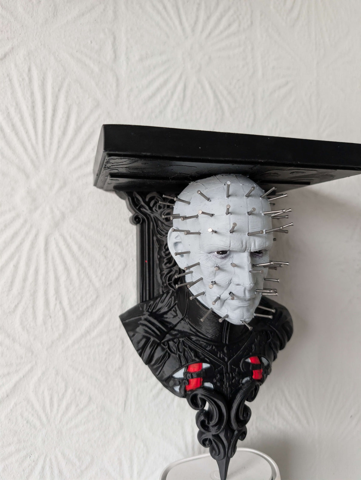 Pinhead Hellraiser Inspired Wall Shelf | Hand Painted Horror Gothic Decor