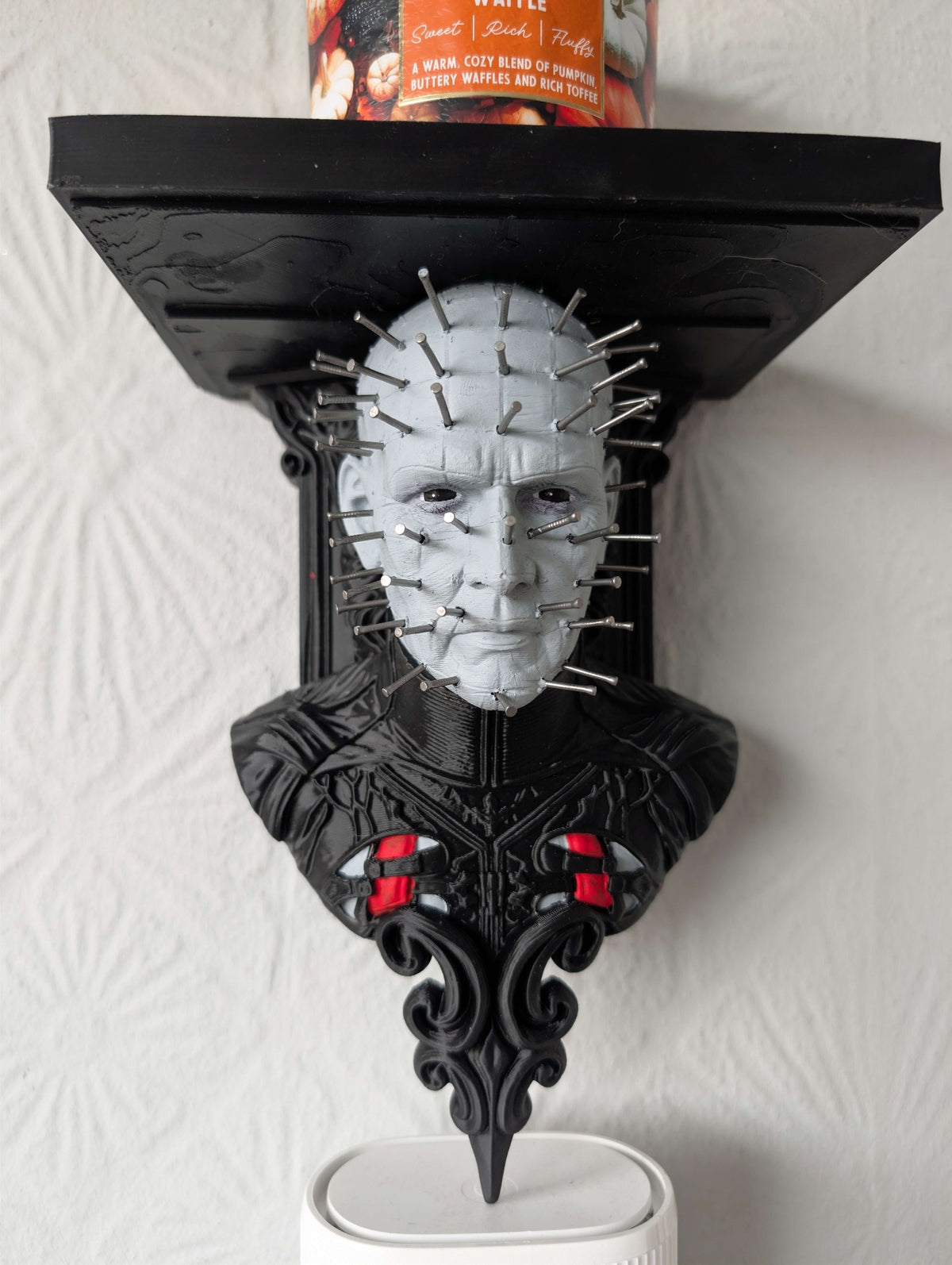Pinhead Hellraiser Inspired Wall Shelf | Hand Painted Horror Gothic Decor