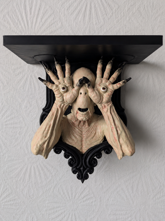 The Pale Man Shelf | Hand Painted Pan's Labyrinth Wall Shelf | Gothic Horror Decor | Display Shelf | Horror Collectible