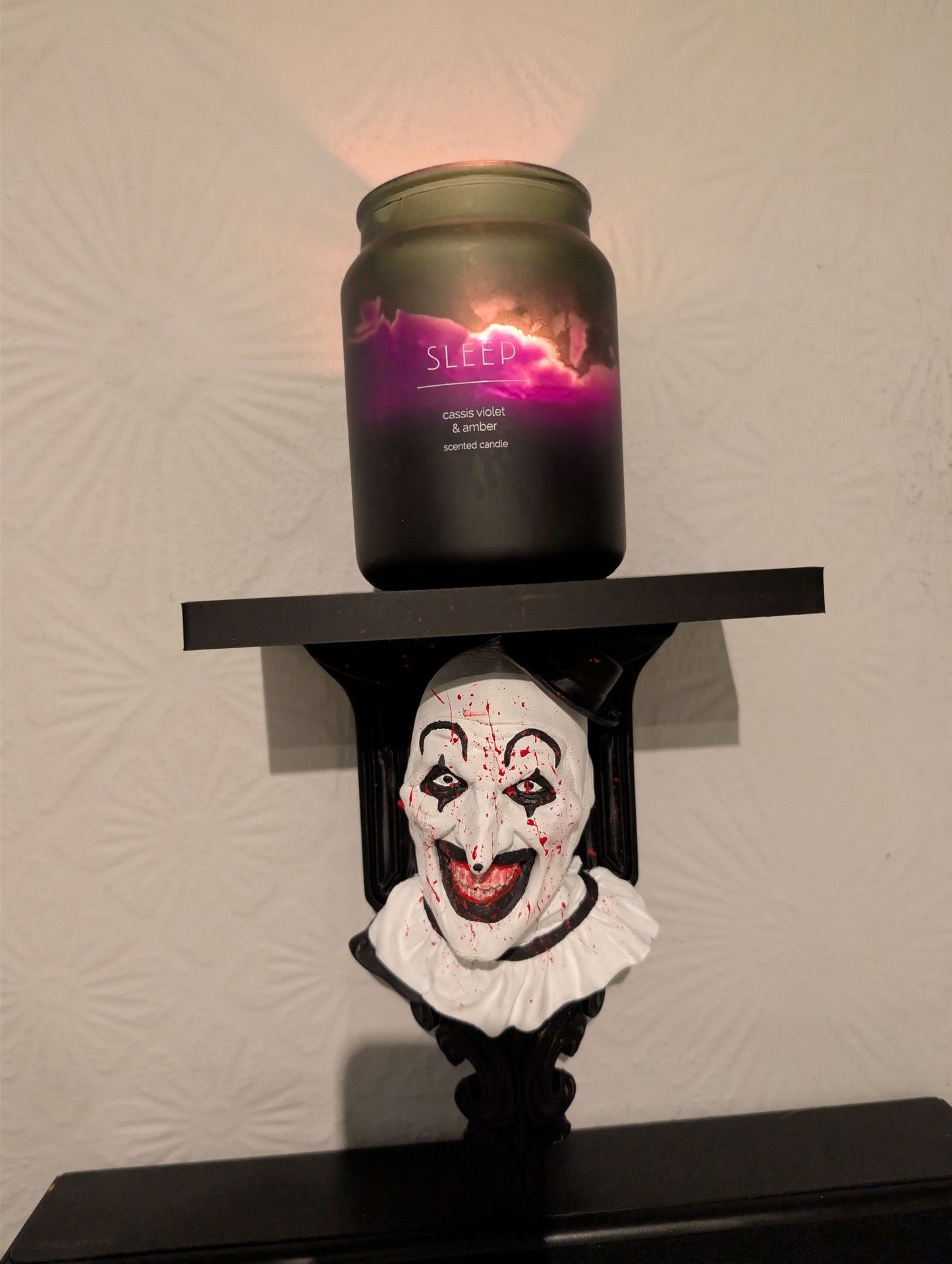 Art the Clown Wall Shelf – Horror Bust Display Shelf | Terrifier Inspired Gothic Decor | Hand Painted Horror Collectible