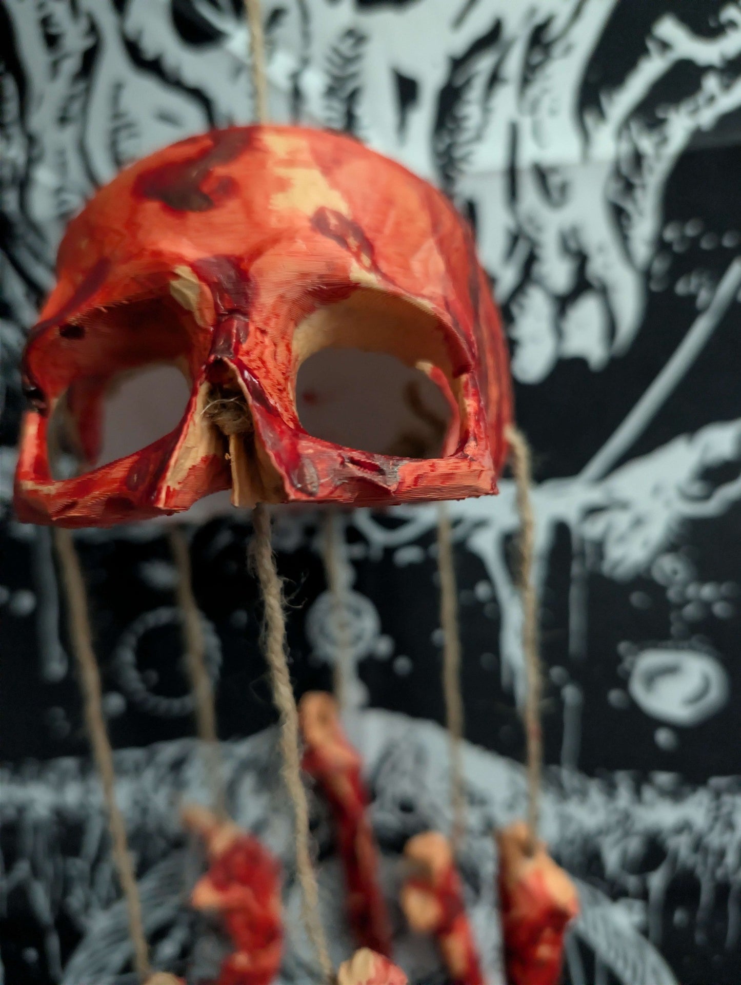 Bloody Gothic Skull Wind Chime - Horror Hanging Decor | Unique Skull Ornament